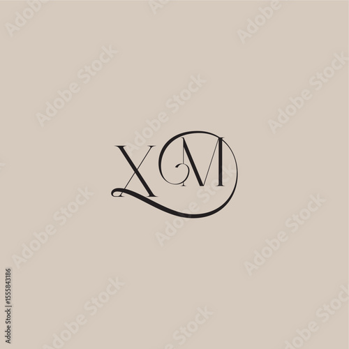 XM letter elegant and luxury style dinamyc curvy initial concept monogram wedding logo
