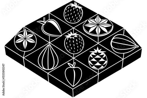 Abstract fruit chocolate box design