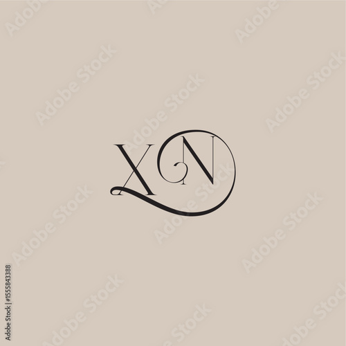 XN letter elegant and luxury style dinamyc curvy initial concept monogram wedding logo