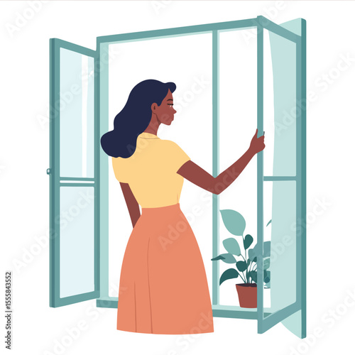 Fresh Start Daylight Routine Flat Illustration