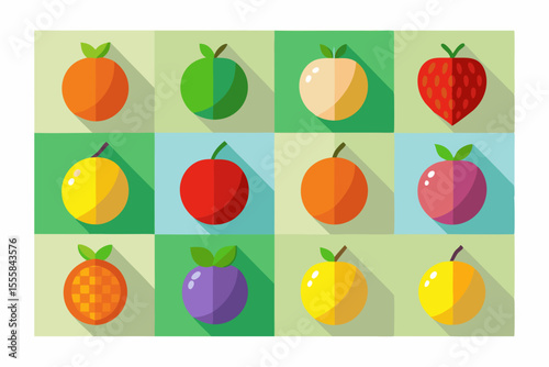 Flat design fruit icons a colorful collection