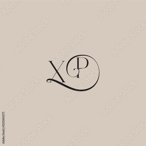 XP letter elegant and luxury style dinamyc curvy initial concept monogram wedding logo