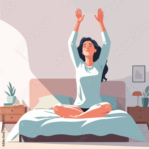 Wakeup Body Stretch Flat Illustration