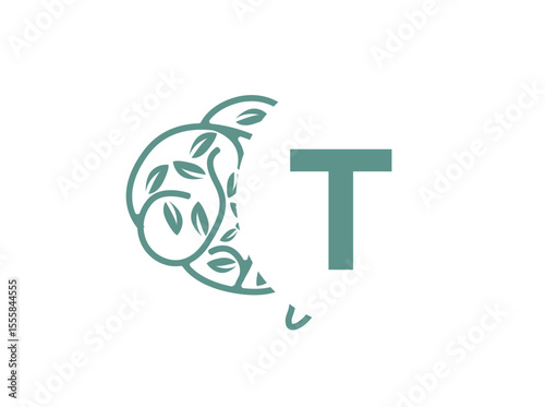 A clean and thoughtful monogram logo design featuring uppercase letters (a-z) combined with a stylized brain adorned with leaf elements. This elegant fusion symbolizes mental clarity, T