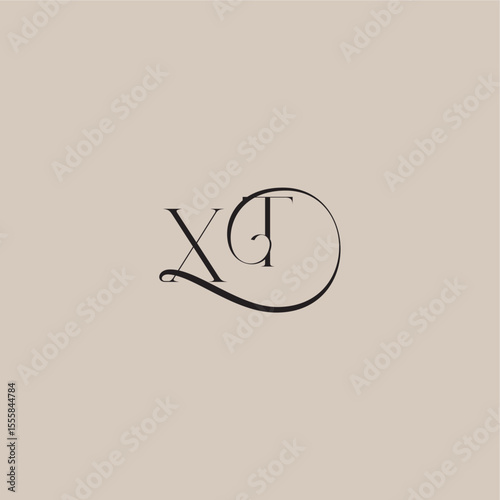 XT letter elegant and luxury style dinamyc curvy initial concept monogram wedding logo