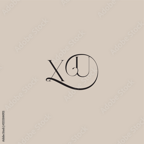 XU letter elegant and luxury style dinamyc curvy initial concept monogram wedding logo