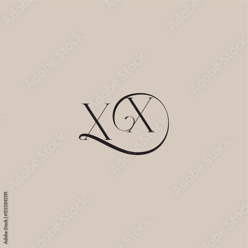 XX letter elegant and luxury style dinamyc curvy initial concept monogram wedding logo