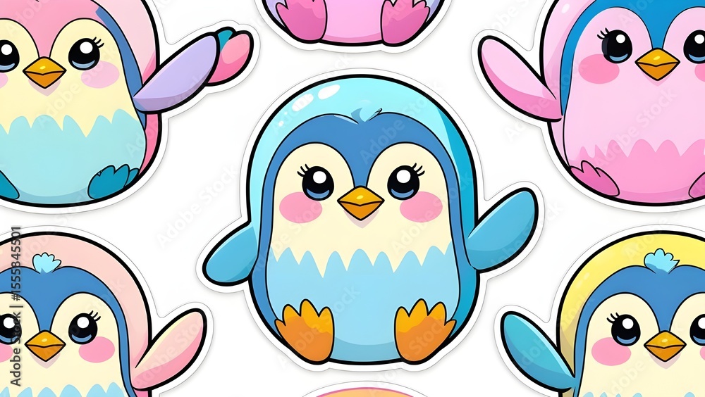 Obraz premium image of a pile of penguin stickers