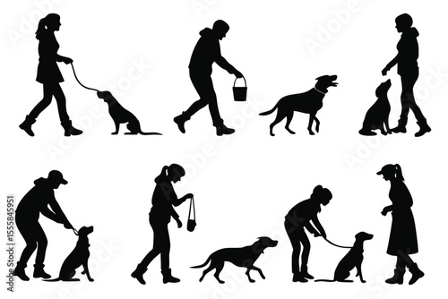 People Walking Dogs and Training