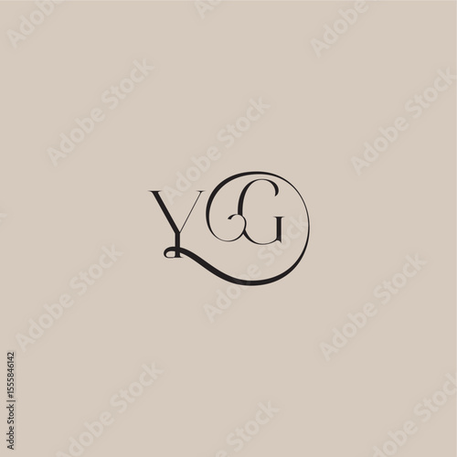 YG letter elegant and luxury style dinamyc curvy initial concept monogram wedding logo