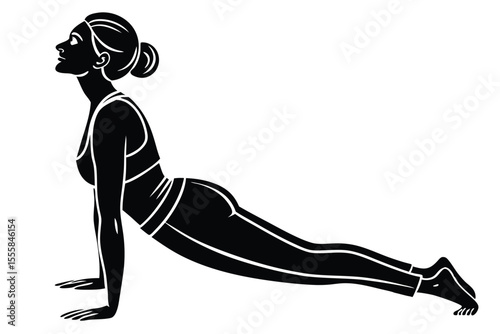 Woman in upward facing dog yoga pose