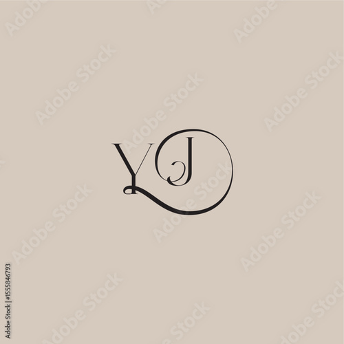 YJ letter elegant and luxury style dinamyc curvy initial concept monogram wedding logo