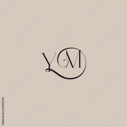 YM letter elegant and luxury style dinamyc curvy initial concept monogram wedding logo