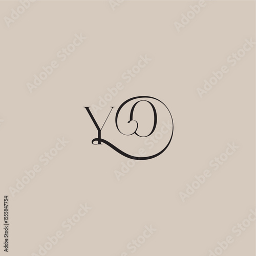 YO letter elegant and luxury style dinamyc curvy initial concept monogram wedding logo
