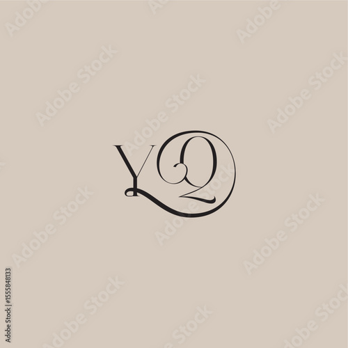 YQ letter elegant and luxury style dinamyc curvy initial concept monogram wedding logo