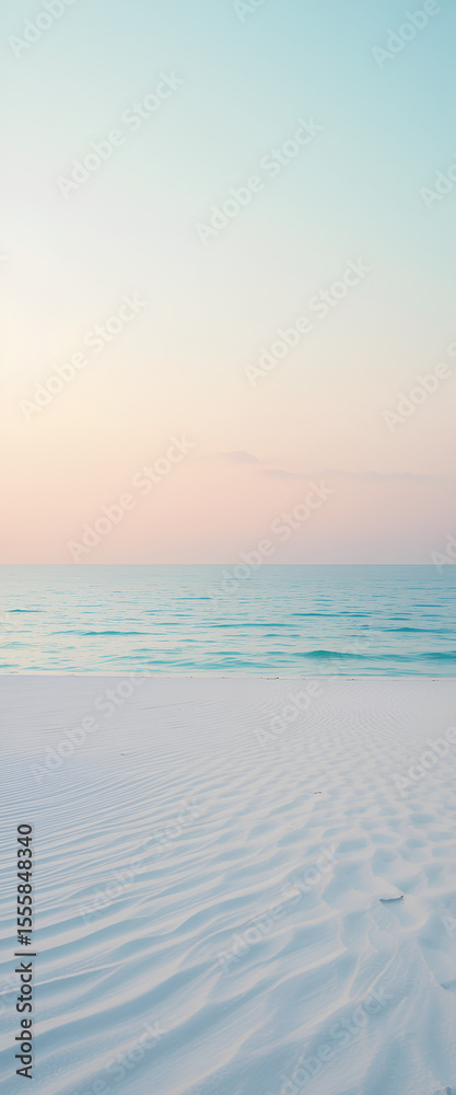 Fototapeta premium Still Blue Waters and a Soft Pink Beach Sunset