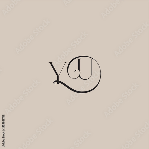 YU letter elegant and luxury style dinamyc curvy initial concept monogram wedding logo