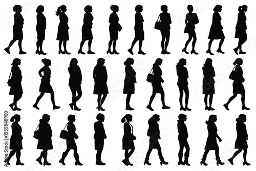 Silhouettes of Women Walking in Various Styles