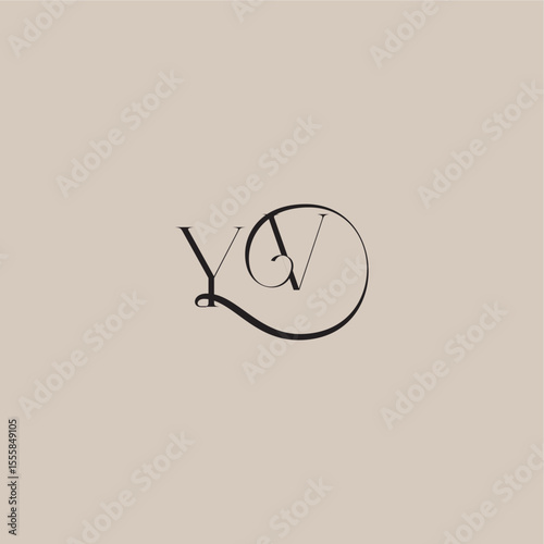 YV letter elegant and luxury style dinamyc curvy initial concept monogram wedding logo
