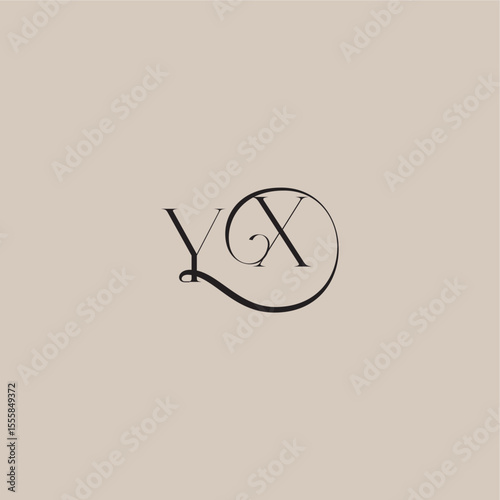 YX letter elegant and luxury style dinamyc curvy initial concept monogram wedding logo