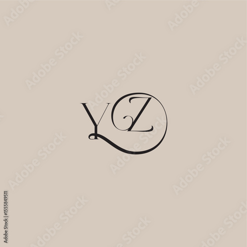 YZ letter elegant and luxury style dinamyc curvy initial concept monogram wedding logo