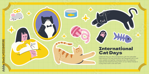 Flat Sticker International Cat Days