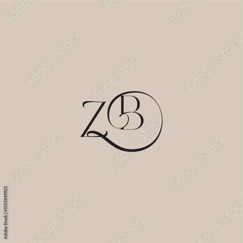 ZB letter elegant and luxury style dinamyc curvy initial concept monogram wedding logo