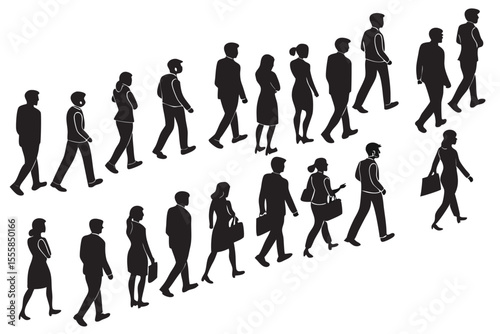 Silhouettes of People Walking in Business Attire