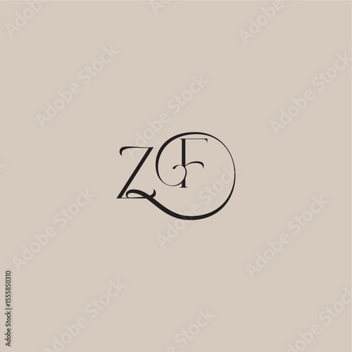 ZF letter elegant and luxury style dinamyc curvy initial concept monogram wedding logo
