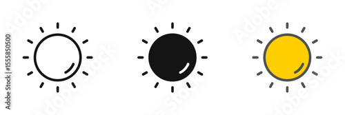 Sun icons representing seasonal warmth, brightness, and weather interface elements.