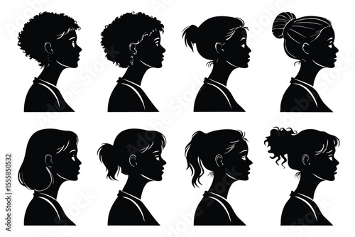 Profile Silhouettes of Diverse Women