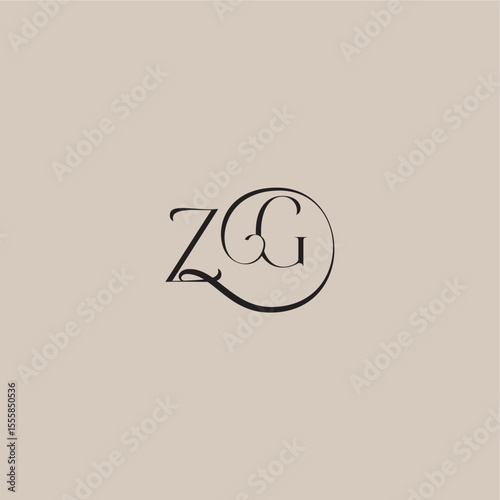 ZG letter elegant and luxury style dinamyc curvy initial concept monogram wedding logo