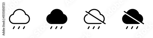 Rain cloud icon for weather applications, precipitation forecasts, seasonal alerts, and climate awareness designs.