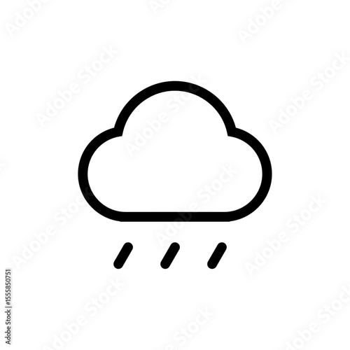 Rain cloud icon for weather applications, precipitation forecasts, seasonal alerts, and climate awareness designs.