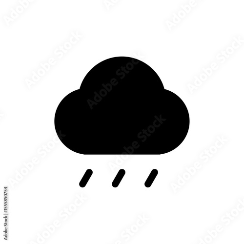 Rain cloud icon for weather applications, precipitation forecasts, seasonal alerts, and climate awareness designs.