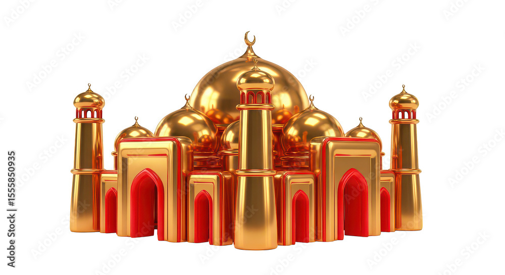 Obraz premium Golden Mosque 3d Render Islamic Design