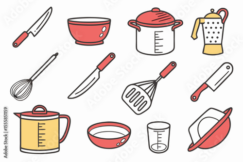 Cooking Icons Set Kitchen Utensils and Tools Illustration for Culinary Designs