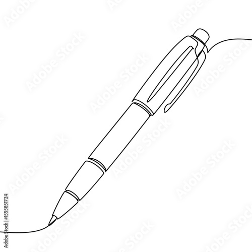 Continuous line drawing of a pen creating a written line  