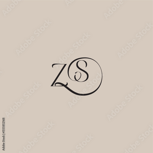 ZS letter elegant and luxury style dinamyc curvy initial concept monogram wedding logo