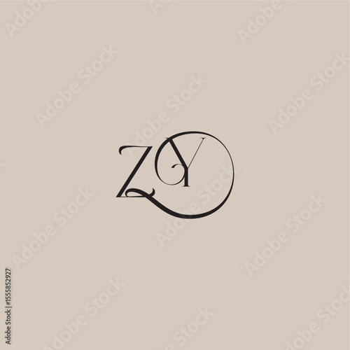 ZY letter elegant and luxury style dinamyc curvy initial concept monogram wedding logo