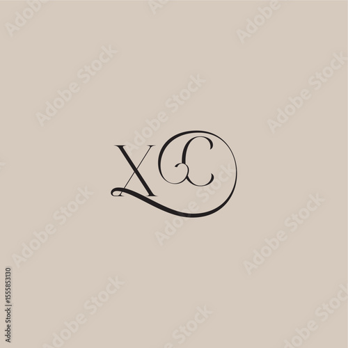 XC letter elegant and luxury style dinamyc curvy initial concept monogram wedding logo