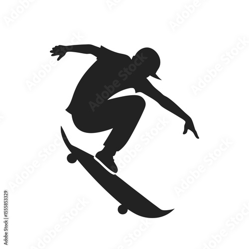 Skater Doing Trick Mid Air Silhouette