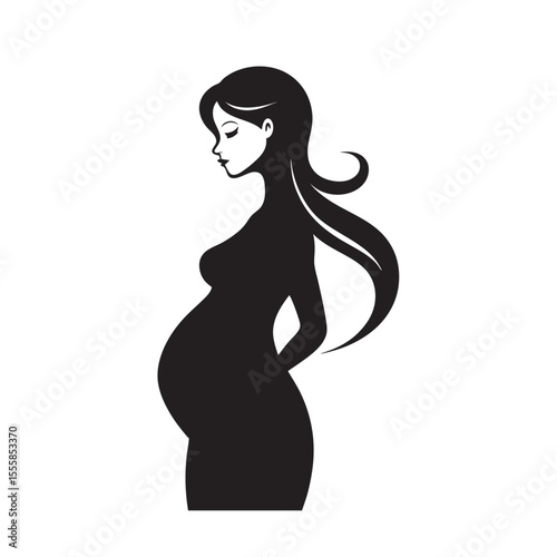 Pregnant Woman Profile Silhouette Art