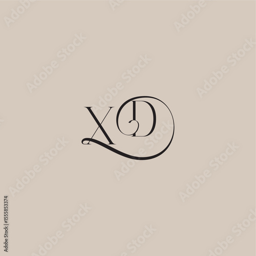 XD letter elegant and luxury style dinamyc curvy initial concept monogram wedding logo
