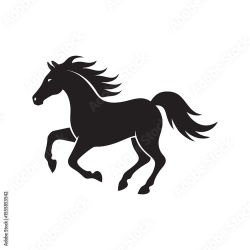 Horse Galloping Solid Black Vector