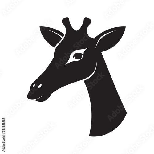 Giraffe Head Side View Silhouette