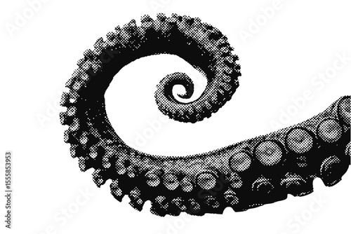 sea monster tentacle halftone grunge vector design element