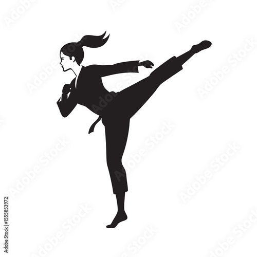 Woman Practicing Martial Arts Silhouette