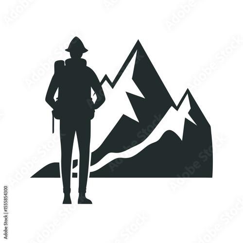Hiker With Backpack Mountain Silhouette