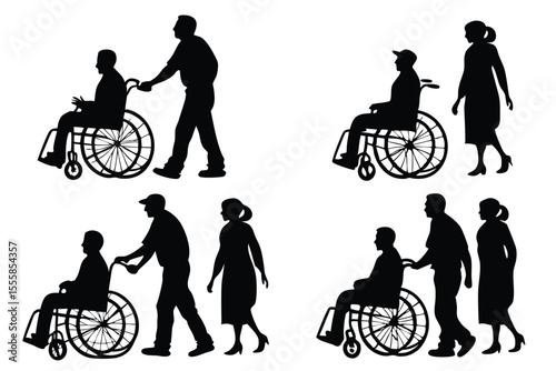 Silhouette of People with Disabilities in Wheelchairs